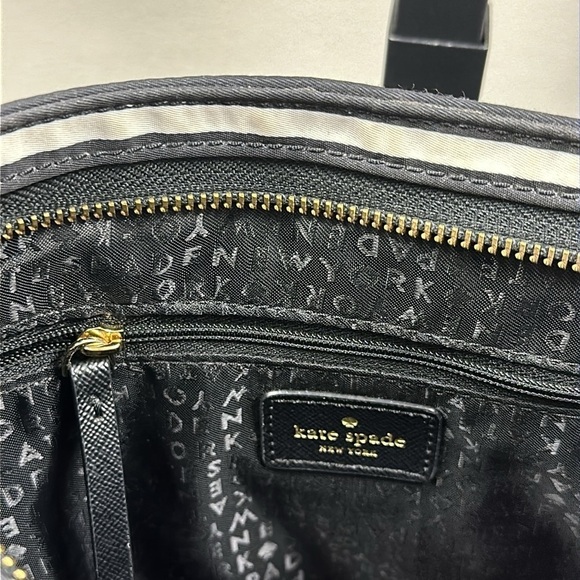 Kate Spade NY Striped Nylon Crossbody Black & White Preppy Academia Classic Chic - Picture 8 of 12